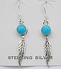 Turquoise w/Silver Feather Earrings