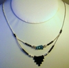 Blue Goldstone with Turquoise Double Minifan Necklace