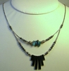 Hematite with Turquoise Double Minifan Necklace
